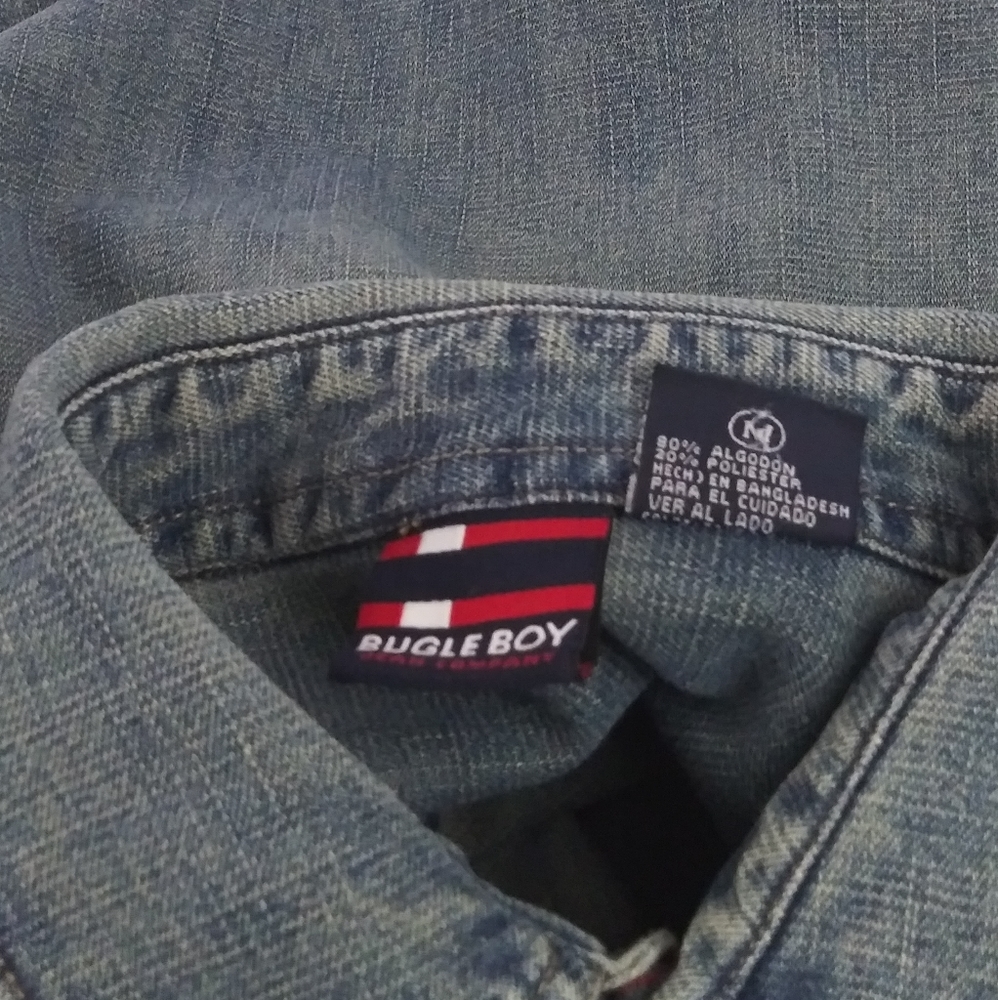 Bugle Boy blue denim long sleeve shirt men size M - Picture 4 of 5